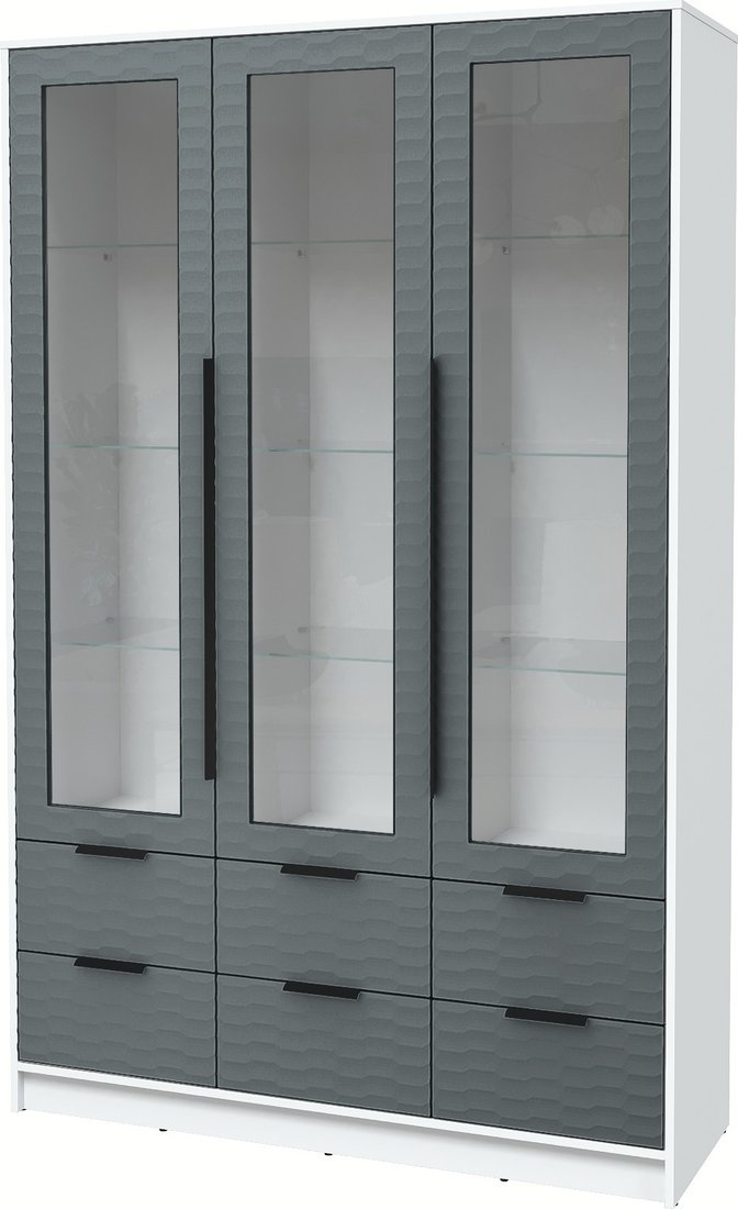 Шкаф-витрина Интерлиния Концепт Зодиак КТ-ШВ3 (белый платинум/серый)