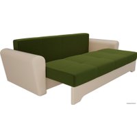 Диван Лига диванов Амстердам 28252 (микровельвет/экокожа, зеленый/бежевый)