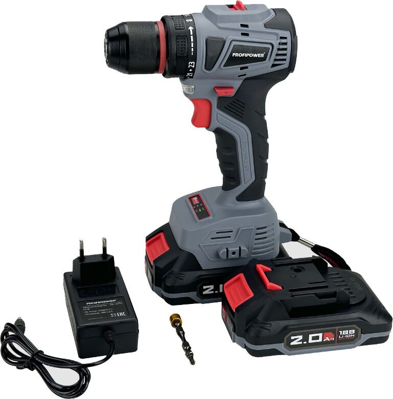 

Дрель-шуруповерт Profipower MKBL-20B (с 2-мя АКБ, кейс)