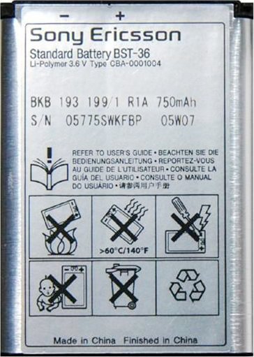 

Аккумулятор для телефона Копия Sony Ericsson BST-36
