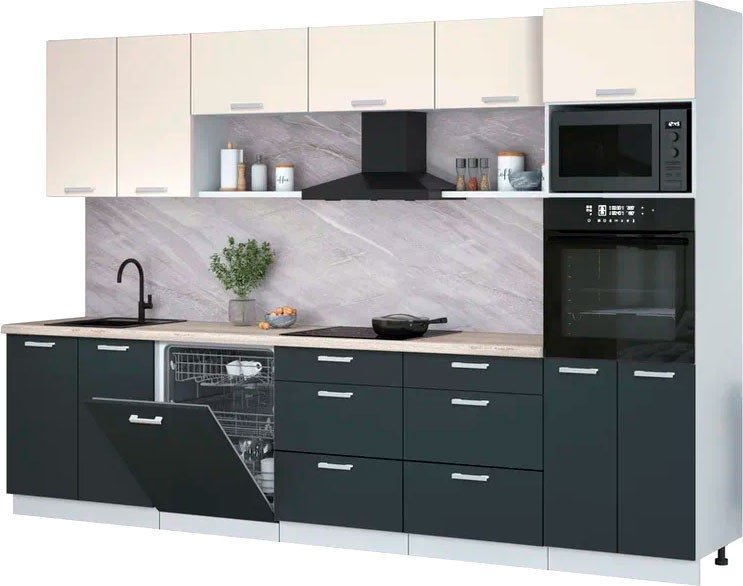 

Готовая кухня Интерлиния Мила Лайт 3.2-ПМ1 (персидский жемчуг/антрацит/травертин серый)