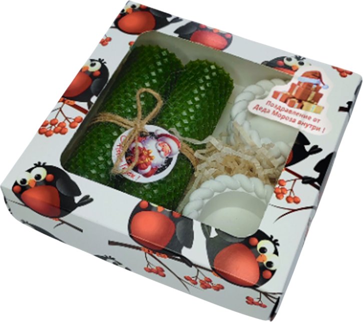 

Подарочный набор Вендитио Ozarich Снегири Новогодний с 2-мя свечами и подсвечниками (зеленый)