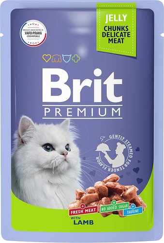 Пресервы Brit Premium для взрослых кошек ягненок в желе 85 г