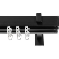 Карниз для штор Sundays Home Флэт Лайн Изи тройной (составной, заглушка, черный матовый, 3.2м)