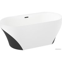 Ванна Wellsee Croquis 166x77 230302003 (отдельностоящая ванна матовый белый/матовый черный, экран, ножки, сифон-автомат матовый черный)