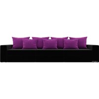 Диван Лига диванов Мэдисон Long 106166 (микровельвет, черный/фиолетовый)
