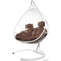 Подвесное кресло M-Group Для двоих 11450105 (белый ротанг/коричневая подушка)