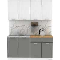 Готовая кухня ЭлиГард Lion 2 1.6 (белый структурный/дымчатый алмаз/дуб бунратти)