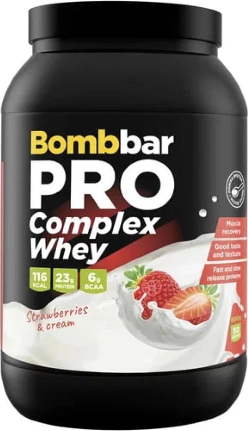 

Протеин комплексный Bombbar Pro Complex Whey (900 г, клубника со сливками)