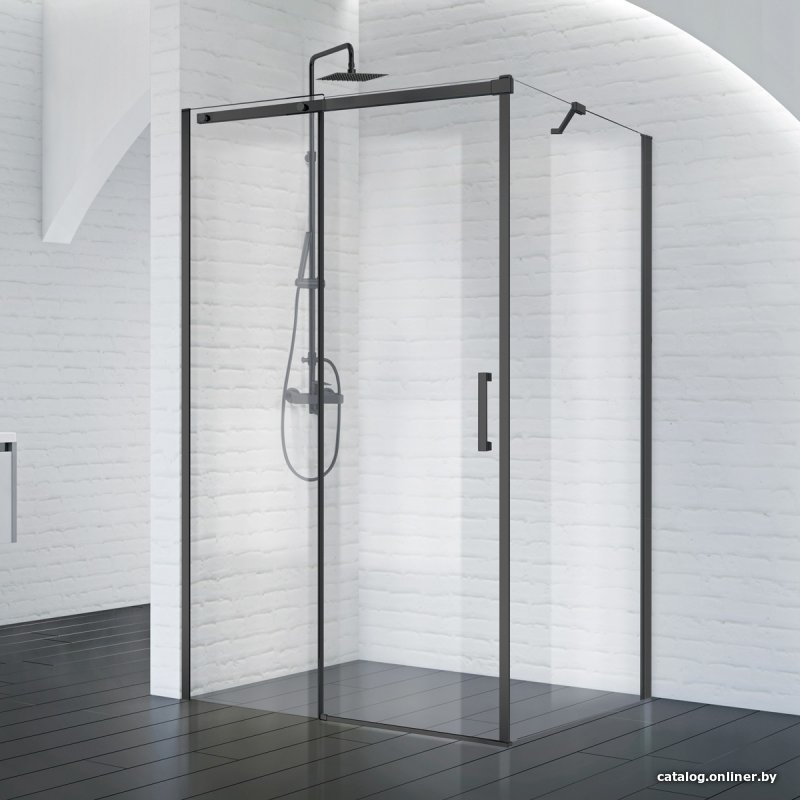 Душевой уголок BelBagno ACQUA-AH-1-140/90-C-NERO (прозрачное стекло)