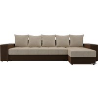 Угловой диван Лига диванов Дубай 105798 (правый, микровельвет, бежевый/коричневый)