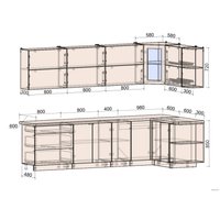 Готовая кухня Интерлиния Мила Матте 1.5x3.0 А правая (белый/белый/кастилло темный)