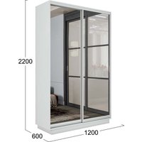 Шкаф-купе Трия Румер-2 СШК 3.120.60-13.13 2-х дверный (белый снег/зеркало/зеркало)