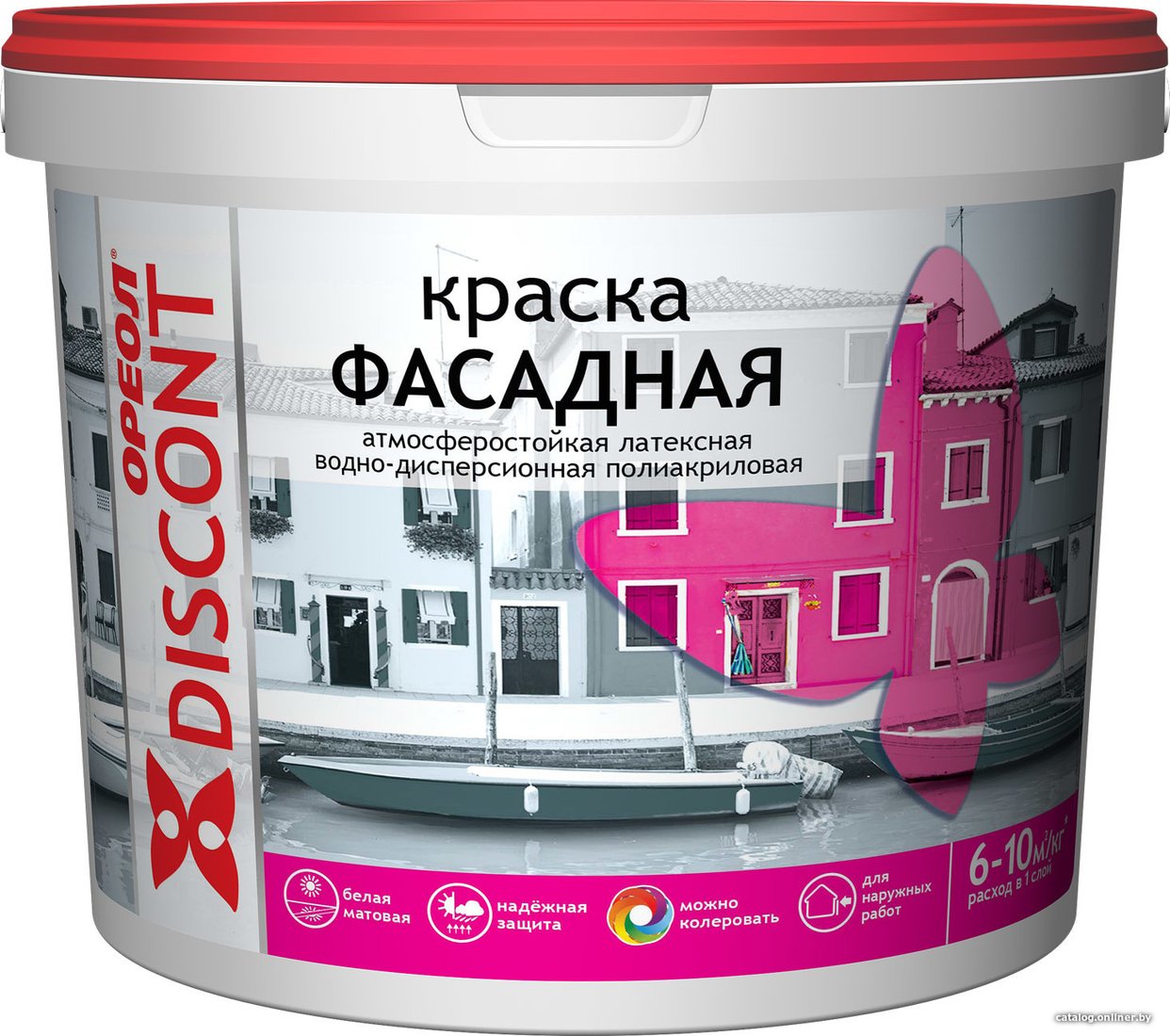Краска Ореол Дисконт фасадная 1.5 кг (белый матовый)
