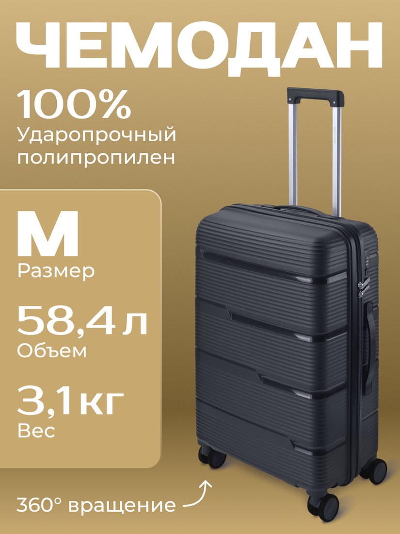 

Чемодан Belchem Poloska M (графит)