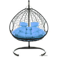 Подвесное кресло M-Group Для двоих 11450403 (черный ротанг/голубая подушка)
