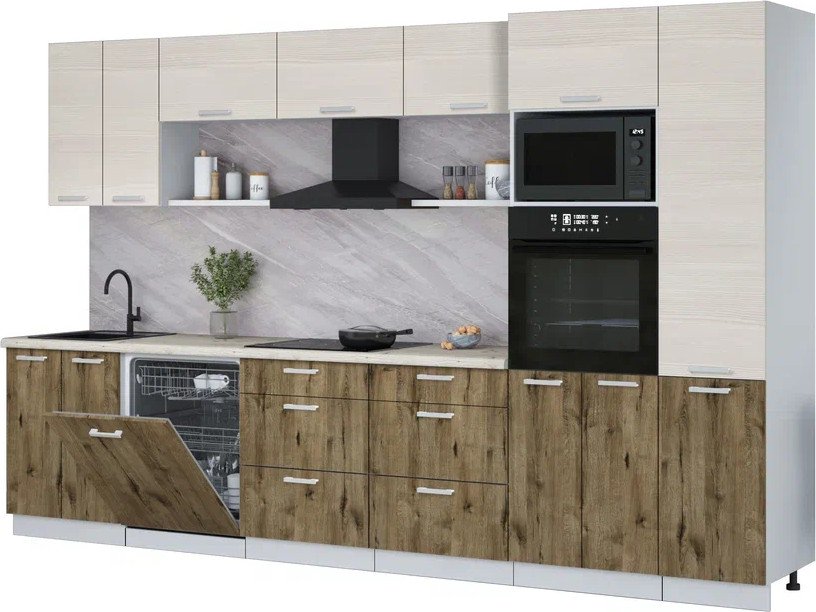 

Готовая кухня Интерлиния Мила Лайт 3.4-ПМ1 (вудлайн кремовый/дуб веллингтон/бискайская сосна)