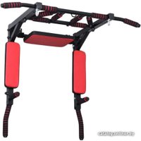 Турник с брусьями SportHome 3в1 мультихват настенный, разборный (черный/красный)