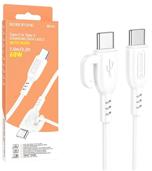 

Кабель Borofone BX91 USB Type-C - USB Type-C (1 м, белый)