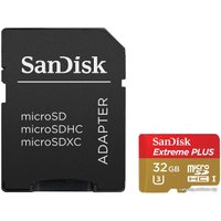 Карта памяти SanDisk Extreme+ microSDHC Class 10 + адаптер 32GB [SDSQXSG-032G-GN6MA]