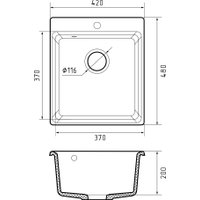 Кухонная мойка GranFest GF-LV-420 (графит)