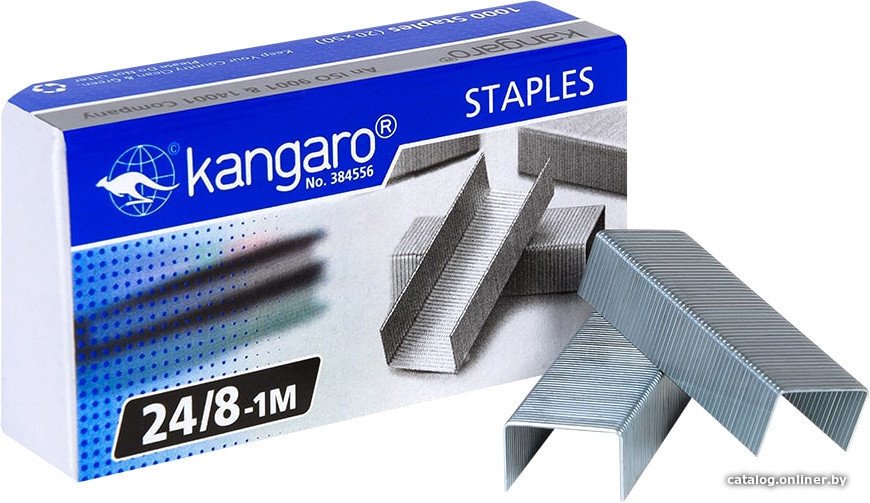 Скобы канцелярские Kangaro 24/8 1000 шт (металлик)