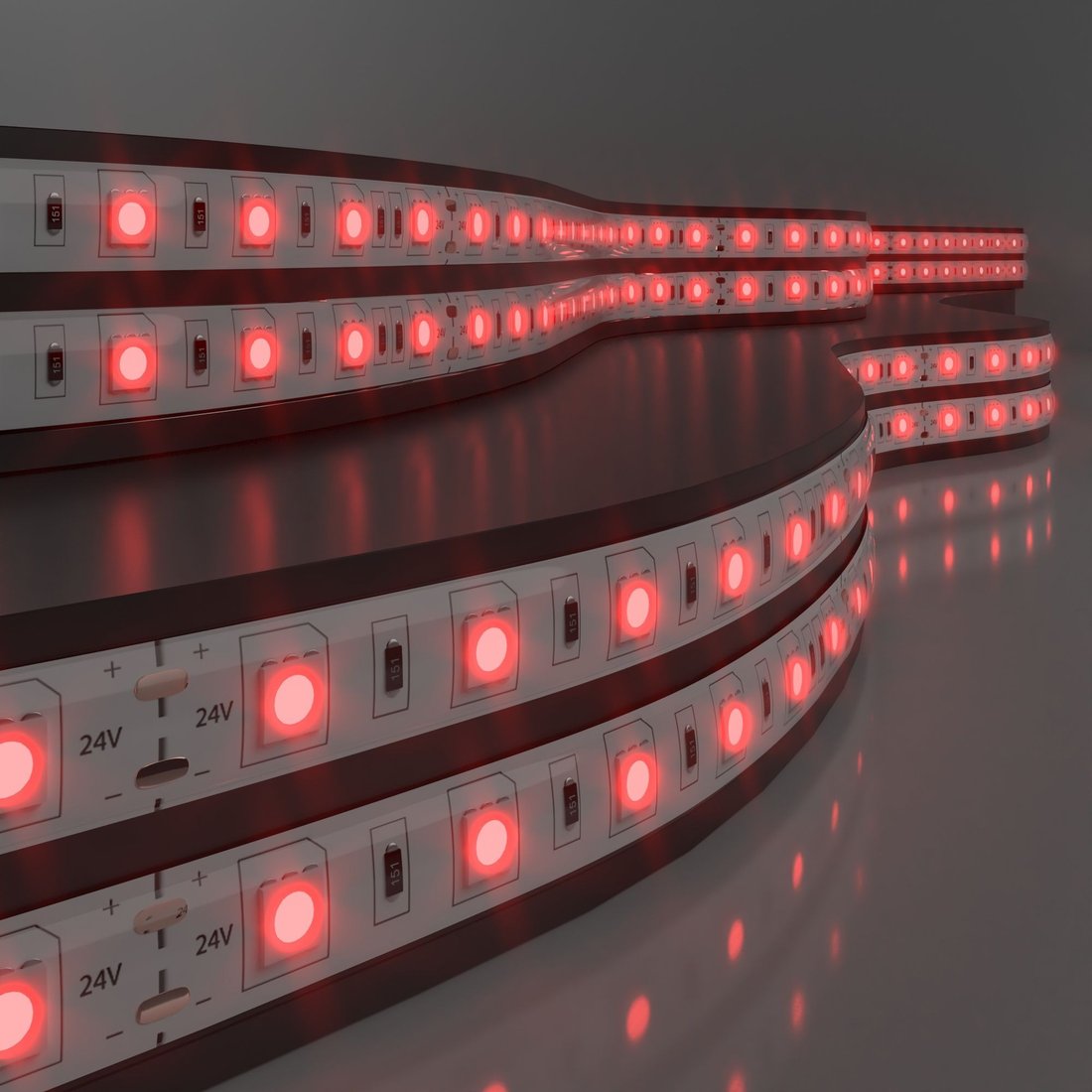 

Светодиодная лента Elektrostandard 24V 14.4W 60Led 5050 IP65 красный a052974