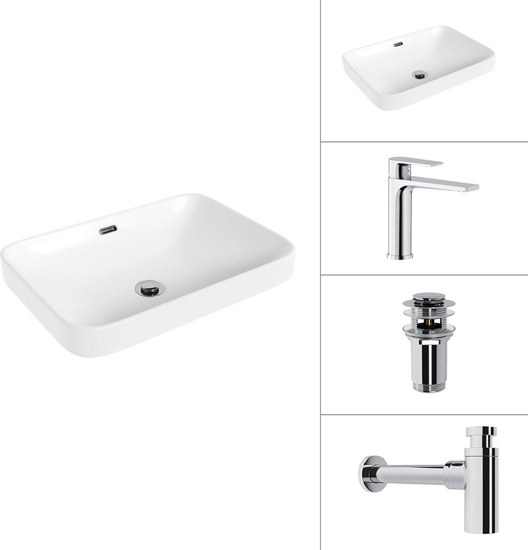 Умывальник Lauter 21441A + Reef 21CK678C + сифон 21635CH + донный клапан 21190CH (хром)