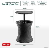 Стол Keter Cool Bar Rattan (ротанг, черный)