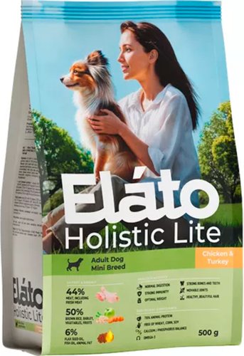 

Сухой корм для собак Elato Holistic Lite Для мелких пород собак с курицей и индейкой (500 г)