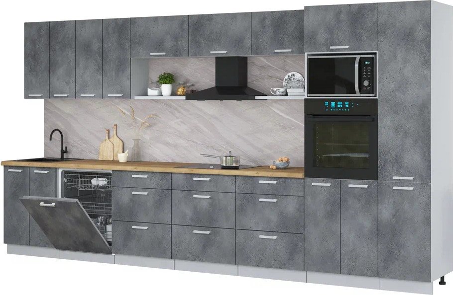 

Готовая кухня Интерлиния Мила Лайт 4.0-ПМ1 (бетон портленд/бетон портленд/дуб бунратти)