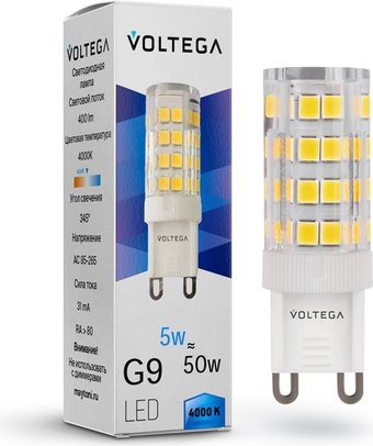 Светодиодная лампочка Voltega Simple Capsule 5W 4000K G9 7186