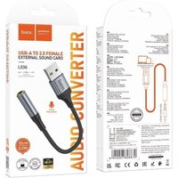 Адаптер Hoco LS36 USB Type-A - 3.5 jack (черный)