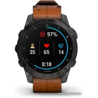 Умные часы Garmin Epix Sapphire Gen 2 (черный титан/каштановый кожа)