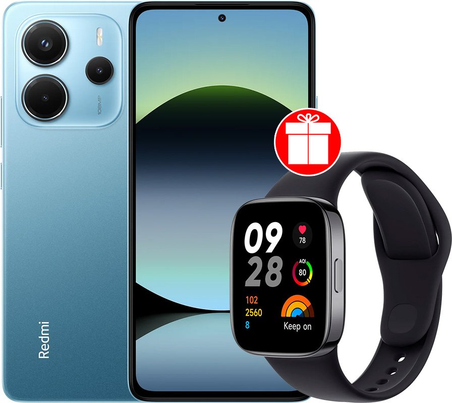 

Телефон Xiaomi Redmi Note 14 8GB/128GB международная версия (синий) + умные часы Xiaomi Redmi Watch 3 (черный) по акции
