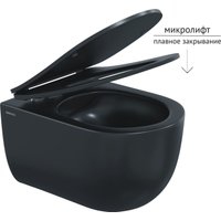 Унитаз подвесной Berges Wasserhaus Ventas Black Rimless + Visam Slim 525 EX-043324 (с сиденьем)