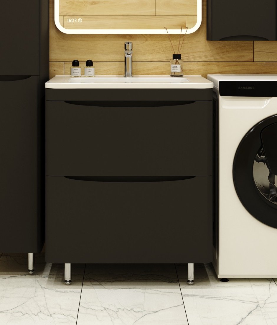 

Symbolite Тумба под умывальник Бергамо мини 70 Люкс Plus 2 ящика (черный)