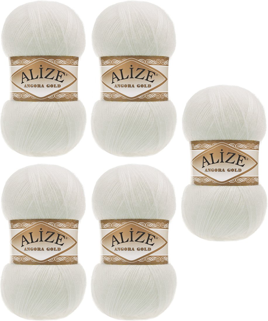 

Набор пряжи для вязания Alize Angora Gold 62 (550 м, молочный, 5 мотков)