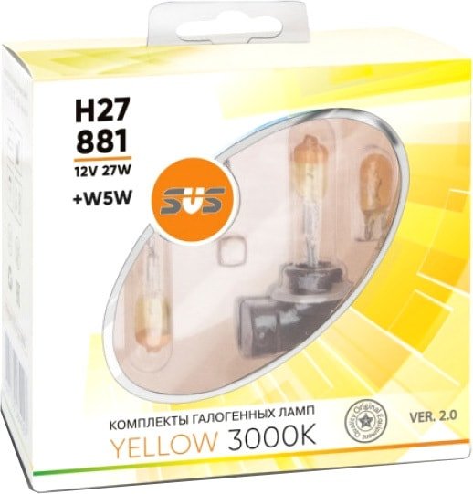 

Галогенная лампа SVS H27/881 27W+W5W Yellow 3000K 2+2шт