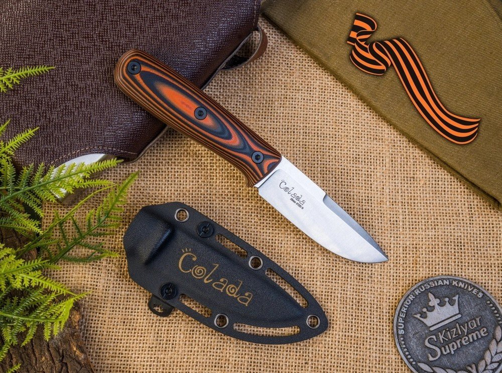 Нож Kizlyar Supreme Colada Elmax (Cryo) StoneWash Black-Orange G10