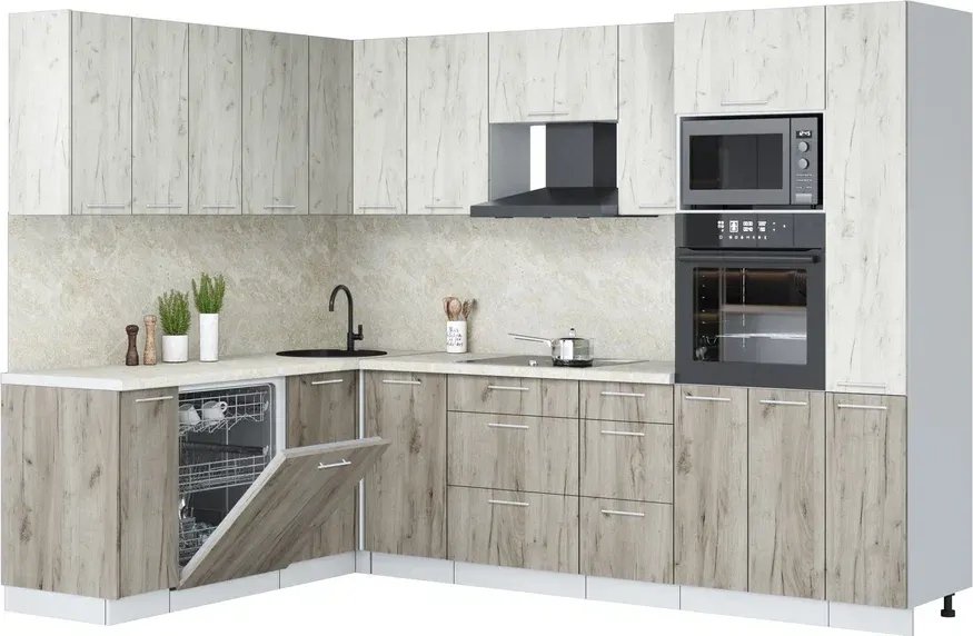 

Готовая кухня Интерлиния Мила Лайт 1.896х2.88 (дуб белый/дуб серый/опал светлый)