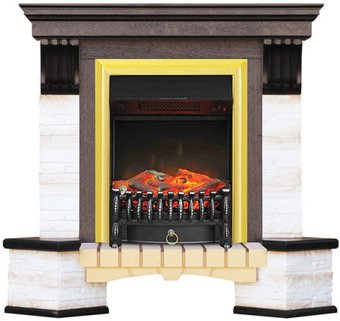 Каминокомплект Смолком Stone Montebello Corner STD-ASP+Fobos FX Brass RB-STD 5BRFX (темный орех)