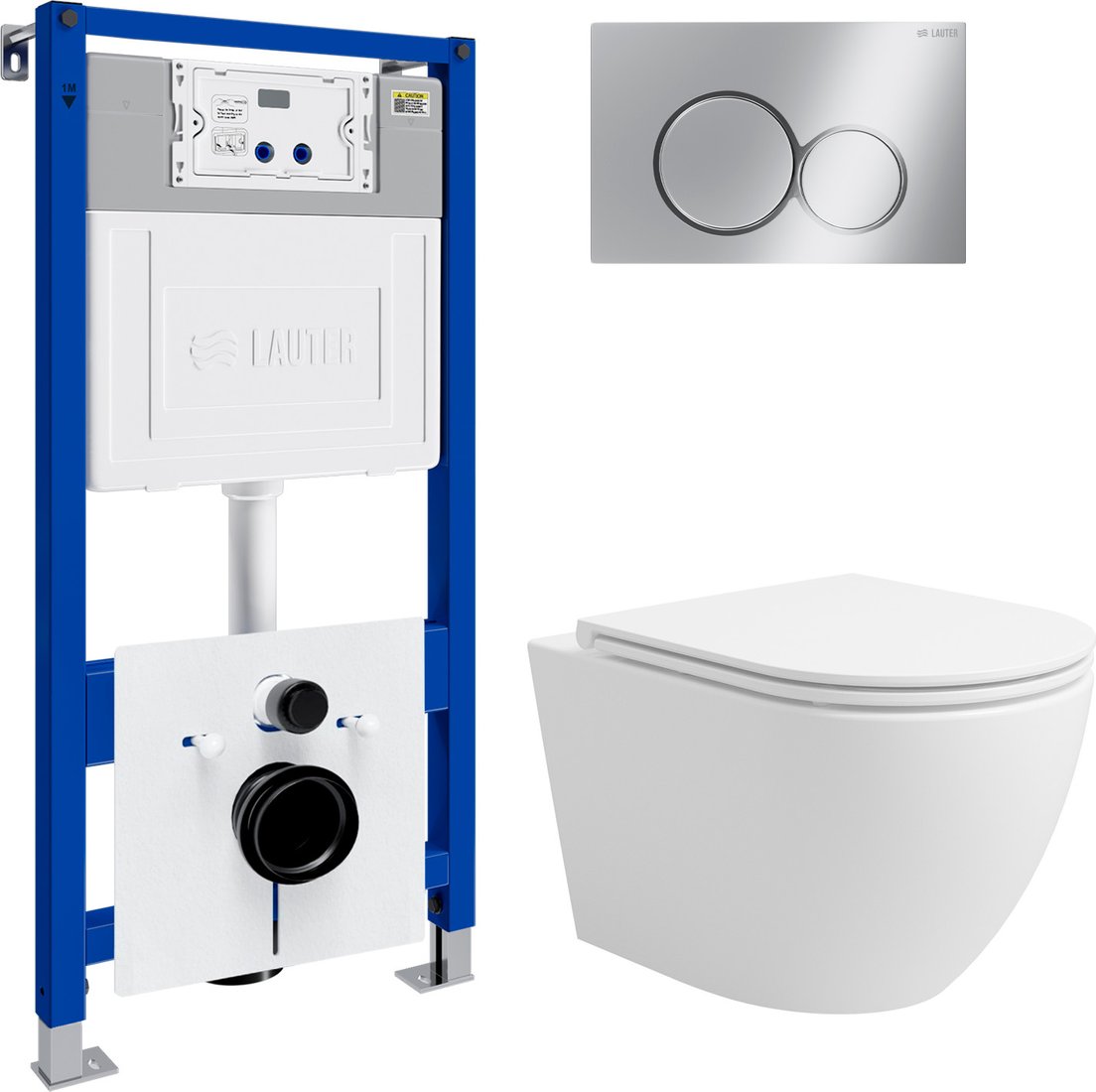 

Унитаз подвесной Lauter Vortex 2110830 с кнопкой 219701E (круглая, хром)