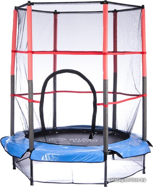 Батут Atlas Sport 140 см - 4.5ft (на эластичных ремнях, синий)
