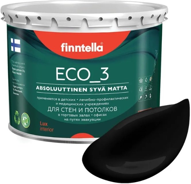 

Краска Finntella Eco 3 Wash and Clean Musta F-08-1-3-FL135 2.7 л (черный)