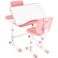 Ученический стол Anatomica Ara с подставкой для книг и выдвижным органайзером (белый/розовый)