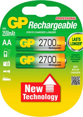 

Аккумулятор GP AA 2550mAh 2 шт. (270AAHC)