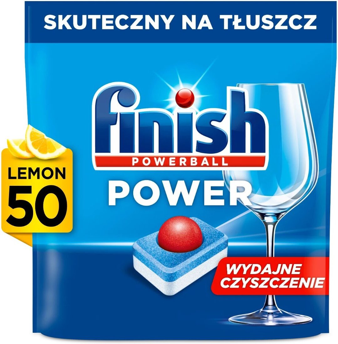 Таблетки для посудомоечной машины Finish Powerball Power с лимоном (50 шт)