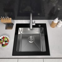 Кухонная мойка ARFEKA ECO AR 500*500 GS BLACK GLASS + SATIN