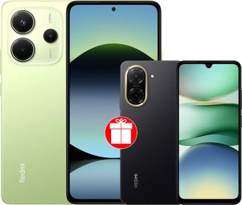 Телефон Xiaomi Redmi Note 14 8GB/256GB международная версия (зеленый) + Xiaomi Redmi A5 3GB/64GB (полуночный черный) по акции